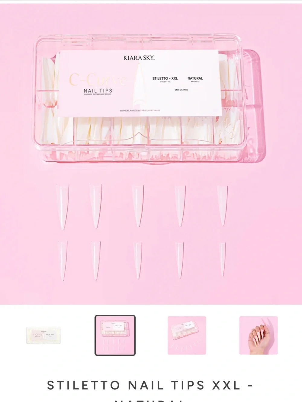 Kiara Sky Clear/White Stiletto-XXL Nail Tips Pack